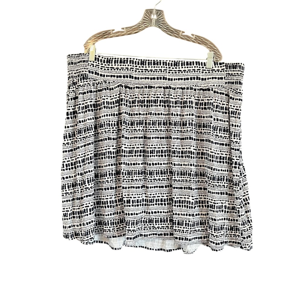 Lane Bryant Black White Geometric Dash Smocked Waist Skirt Plus Size 22/24 NEW